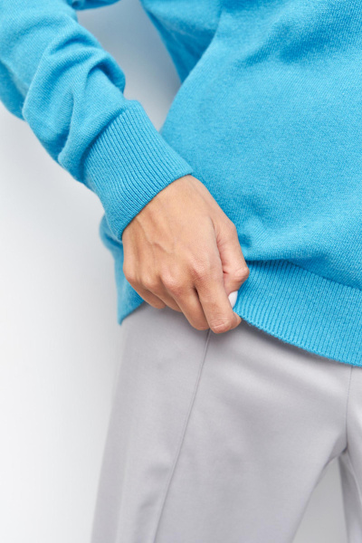 Поло из кашемира с длинным рукавом (бирюзовый)